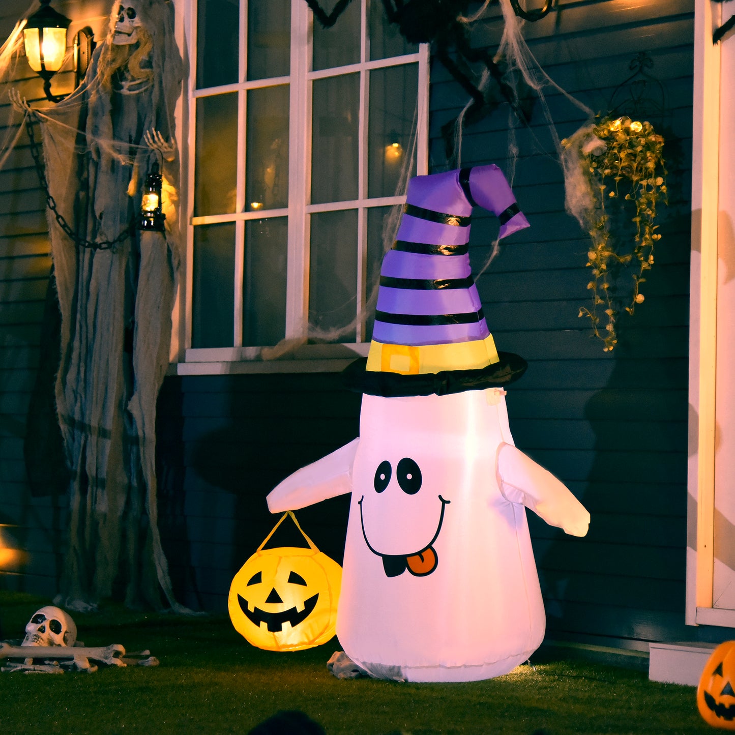 1.2m Witch Ghost Halloween Inflatable Decoration Lights Fan Outdoor Fun