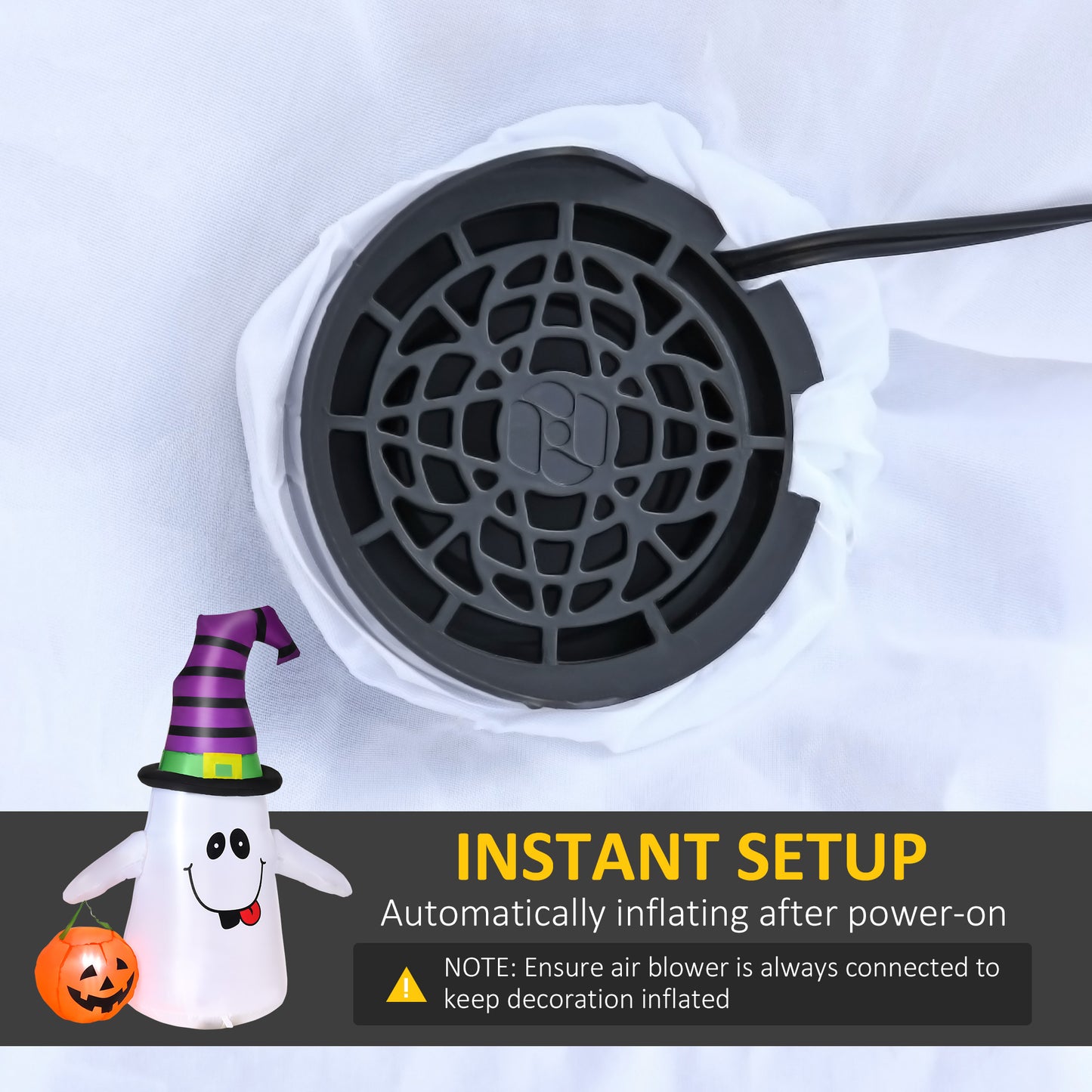 1.2m Witch Ghost Halloween Inflatable Decoration Lights Fan Outdoor Fun