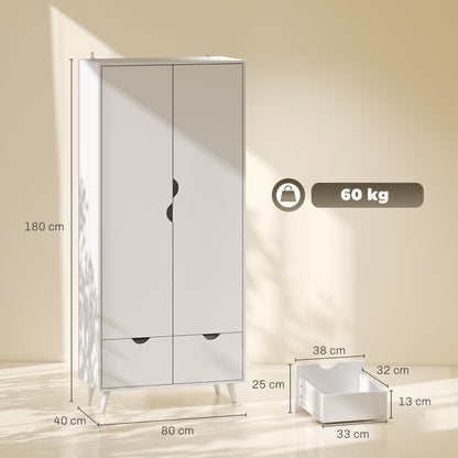 Storage Organisation Furniture with Rail and 2 Drawers, White