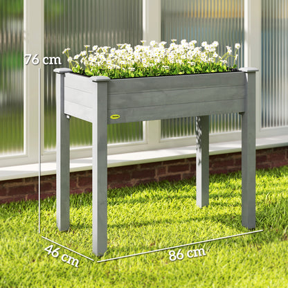 Garden Wooden Planter Flower Raised Bed, Dark Grey