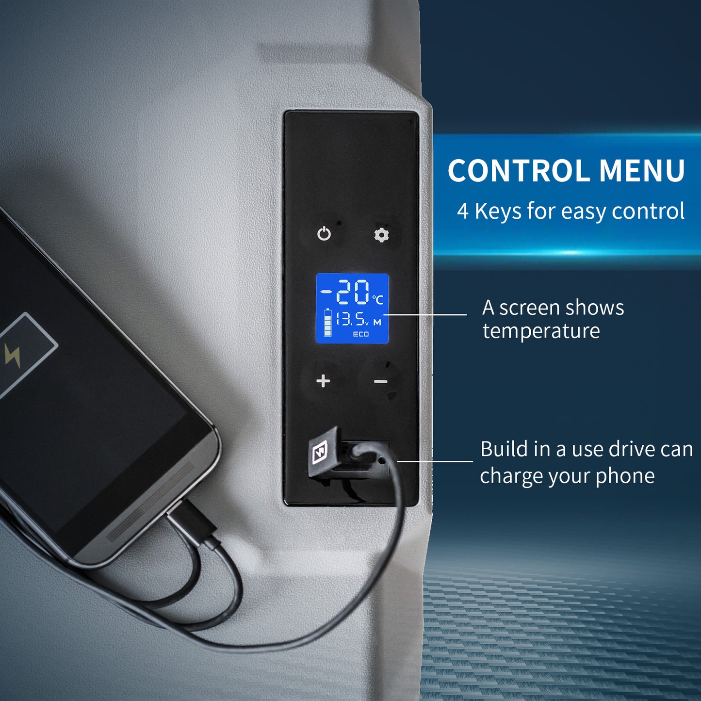 Car Refrigerator, Portable 12/24V 50L Fridge Freezer, Down to -20℃