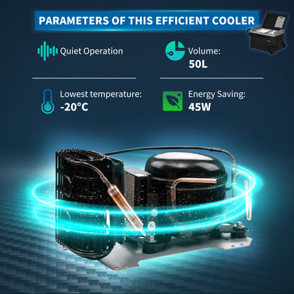 Car Refrigerator, Portable 12/24V 50L Fridge Freezer, Down to -20℃