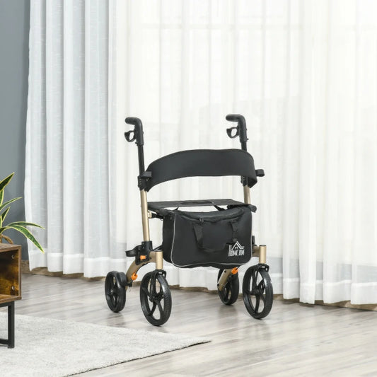 Folding Rollator with Cane Holder, Adjustable Handle Height