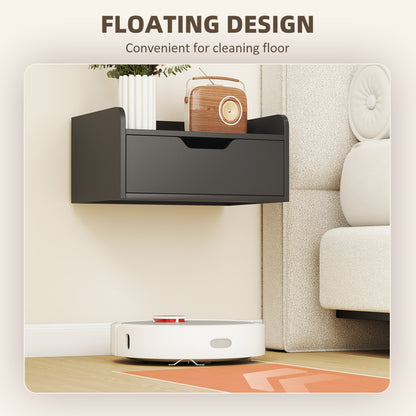 Floating Nightstands Set of 2, Nightstand with Drawer, Black