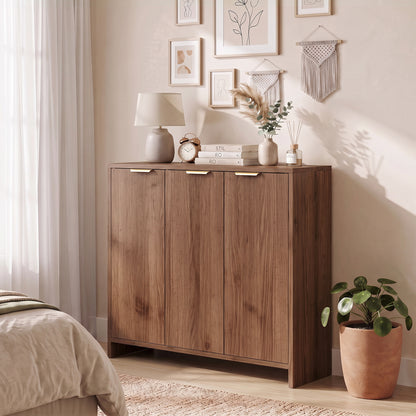 Sideboard with 3 Doors and Adjustable Shelves Kitchen Cupboard Brown