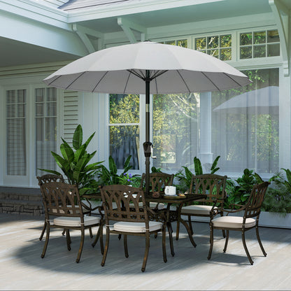 2m Shanghai Garden Parasol Umbrella, Outdoor Sun Shade, Light Grey