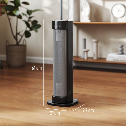 Ceramic Electric Heater, 2000W Space Heater with Timer, Black