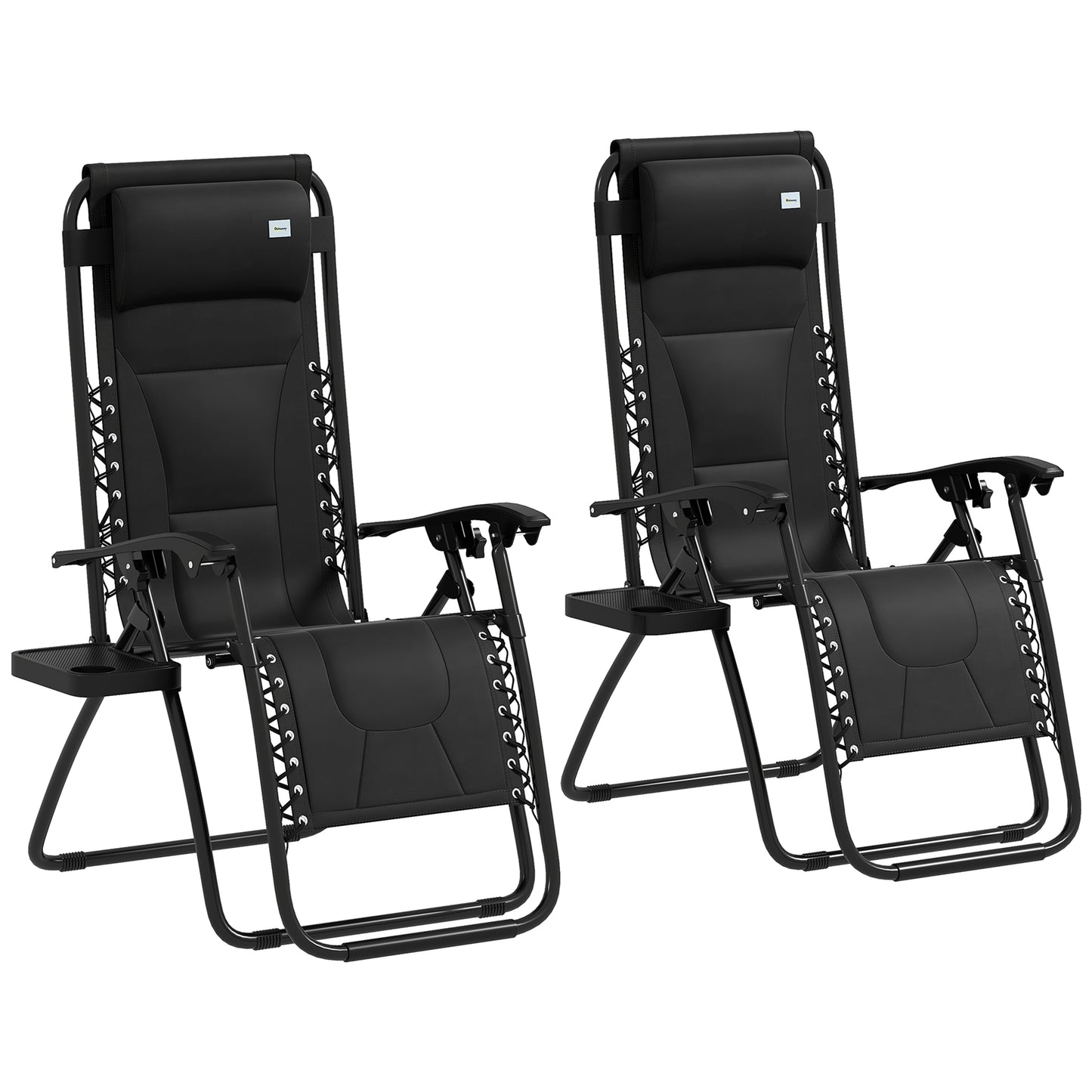 2 Pcs Zero Gravity Lounger Folding Recliner Chair w/ Cup Holder
