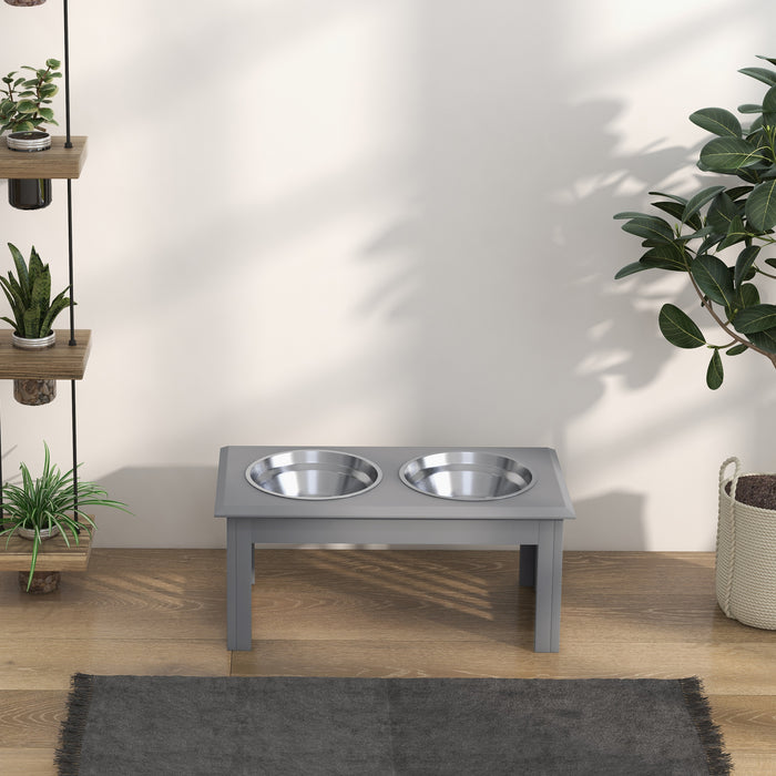 Raised Dog Bowls Pet Feeder Raised Elevated Stainless Steel Food Grey