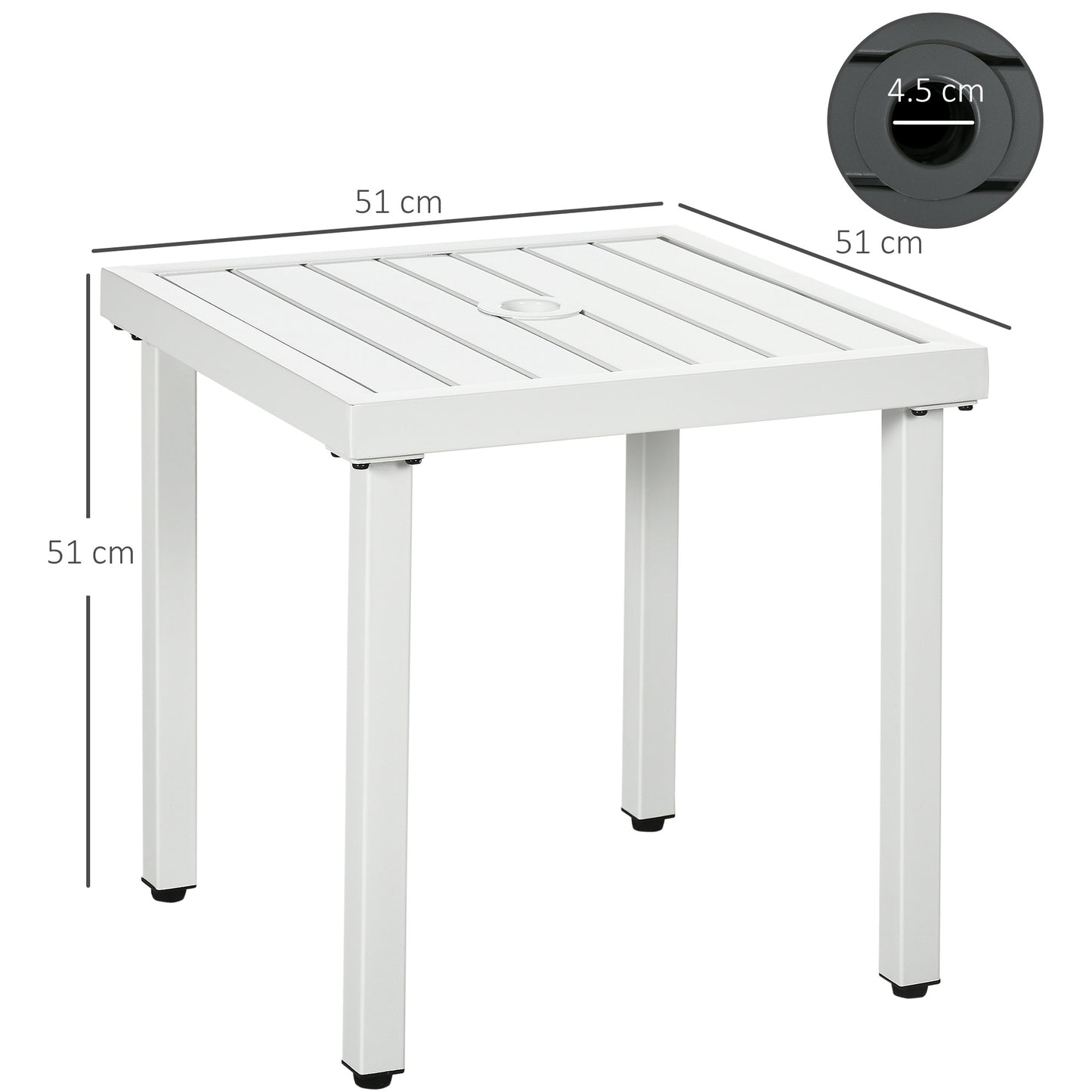 Garden Side Table Coffee Table with Umbrella Hole for Patio Balcony