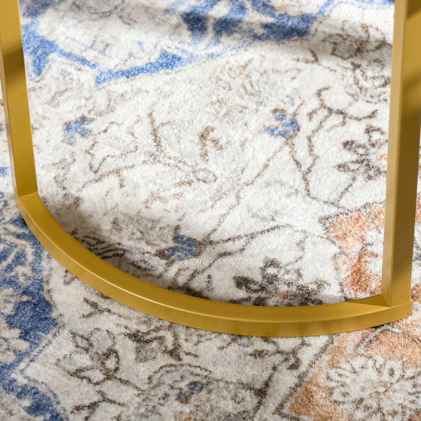 Modern Coffee Table Set of 2, Nesting Tables with Glass Top, Gold