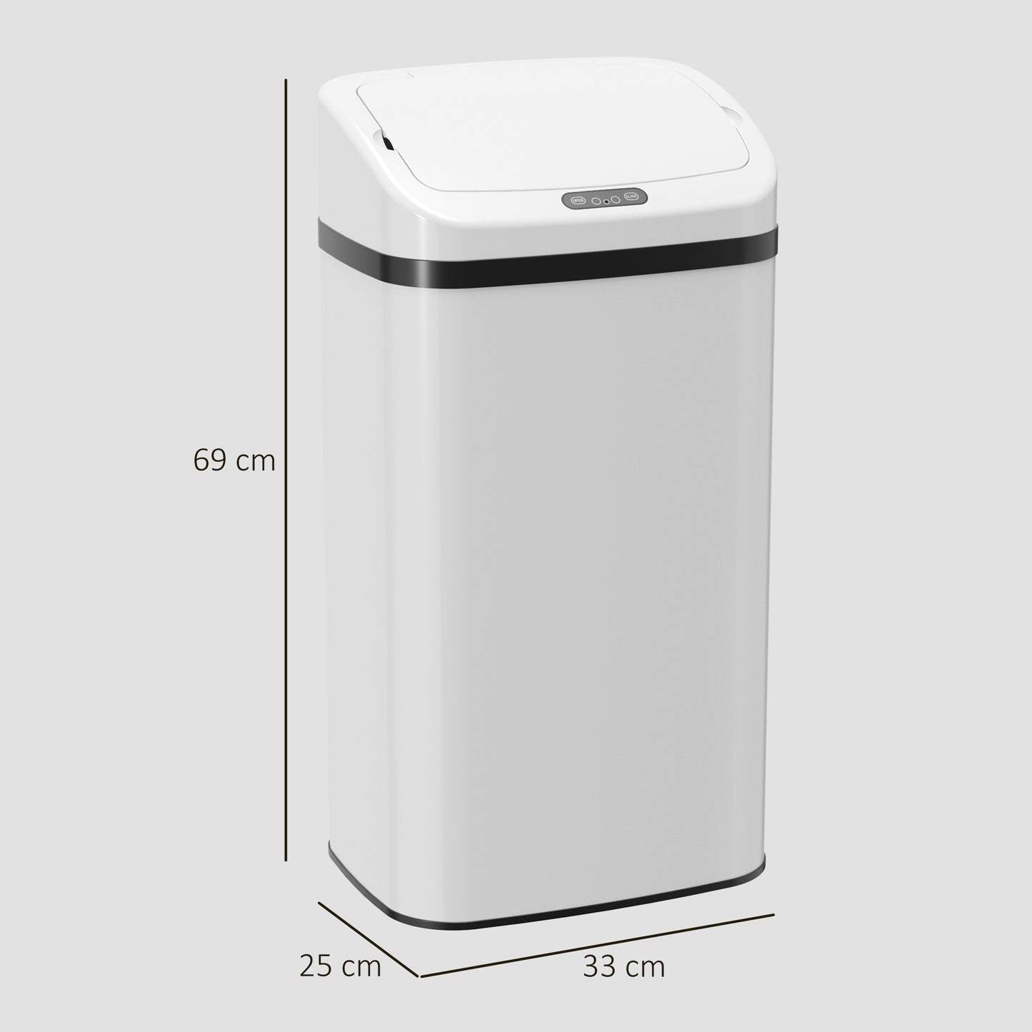 48L Sensor Bin, Stainless Steel Kitchen Bin with Automatic Soft Close Lid and Fingerprint-Proof for Recycling and Waste, White