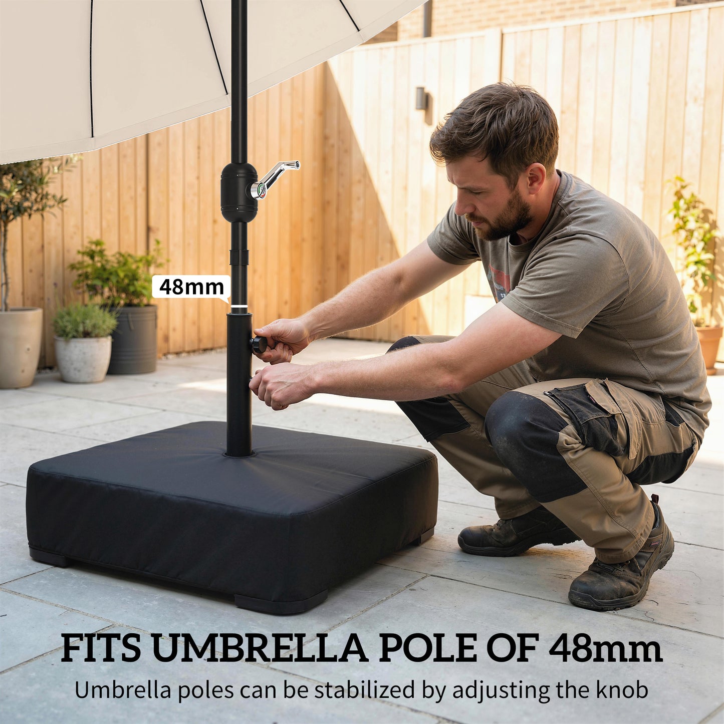 Garden Parasol Base 80 kg Sand Filled 48 mm Poles
