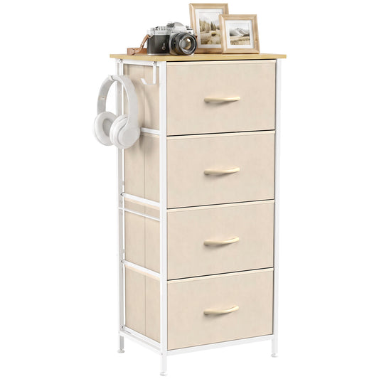 Fabric Chest of Drawers, 4 Drawer Dresser for Bedroom, Beige