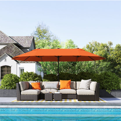 Sun Umbrella Canopy Double-sided Crank Sun Shade 4.6M Orange