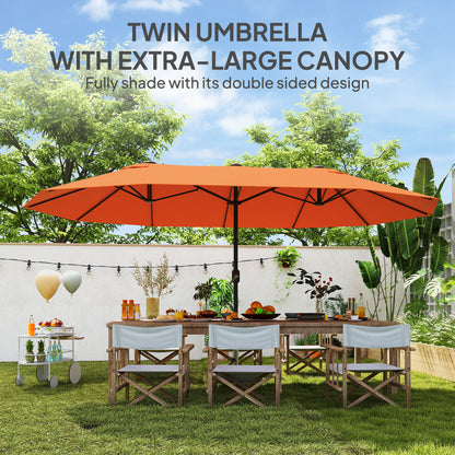 Sun Umbrella Canopy Double-sided Crank Sun Shade 4.6M Orange