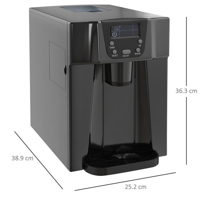 Ice Maker Machine and Water Dispenser, Counter Top Ice Cube Maker w/ 3L Tank, Adjustable Cube Size, 9 Ice Cubes per 6-10 Minutes