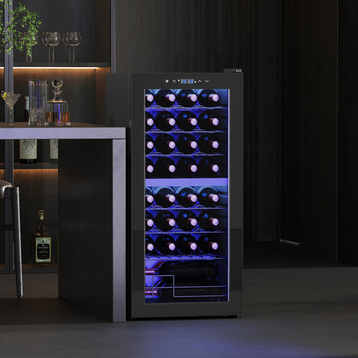 86L Dual Zone Wine Cooler with Adjustable Temperature Control, Black