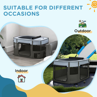 Portable Dog Pen for Puppies, Rabbits, Kittens, Guinea Pigs - Grey