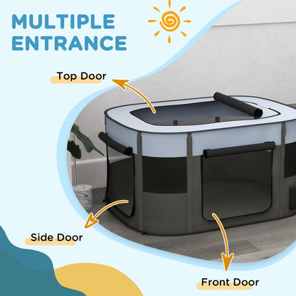 Portable Dog Pen for Puppies, Rabbits, Kittens, Guinea Pigs - Grey