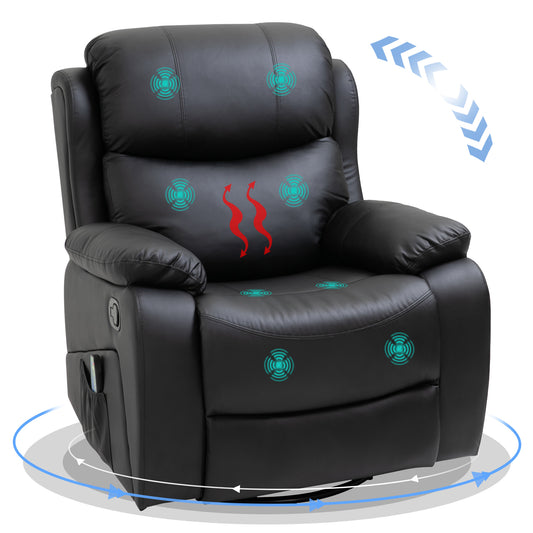 Massage Recliner Chair Manual Reclining Chair with Footrest Remote Black