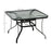 Square Outdoor Garden Dining Table with Parasol Hole, Tempered Glass Top, Steel Frame for Garden, Lawn, Patio, Black