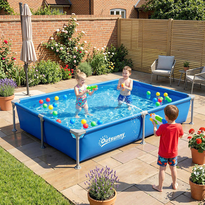 Metal Frame Swimming Pool, Rectangle Frame Pool, 229 x 160 cm, Blue