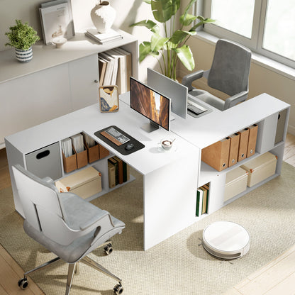 L Shaped Computer Desk, 110 x 100cm Reversible Corner Desk, White
