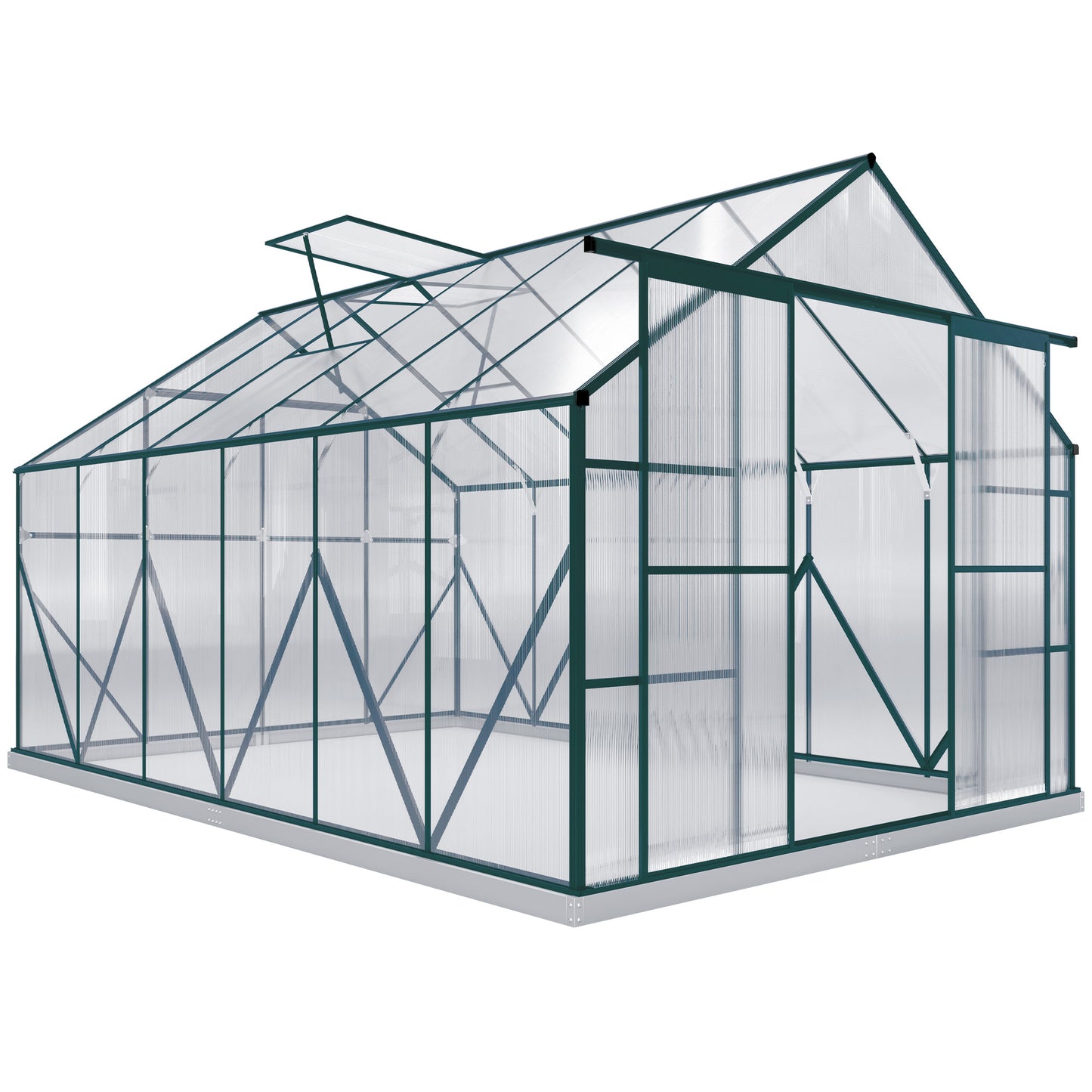 8x12ft Polycarbonate Walk-in Greenhouse Outdoor w/ Double Sliding Door