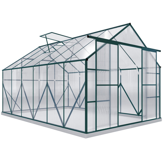 8x12ft Polycarbonate Walk-in Greenhouse Outdoor w/ Double Sliding Door