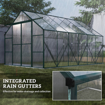 8x12ft Polycarbonate Walk-in Greenhouse Outdoor w/ Double Sliding Door