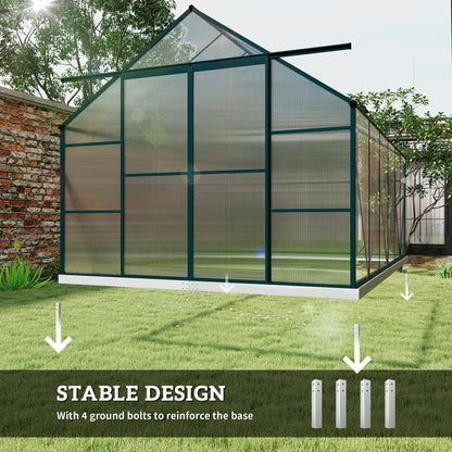 8x12ft Polycarbonate Walk-in Greenhouse Outdoor w/ Double Sliding Door