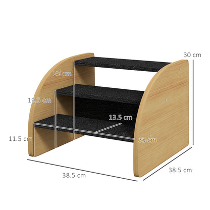 Dog Steps for Sofa and Bed, 3-Step Dog Stairs, Pet Stairs, Oak Finish
