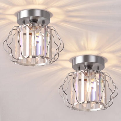 Set of 2 Crystal Ceiling Lights (E27 Bulbs Not Included) - Silver Tone