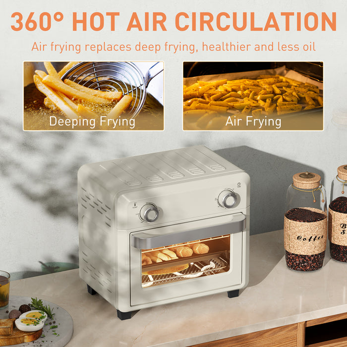 10L Air Fryer Oven, Electric Oven, Grill, Roast, Bake, 1000W, Cream