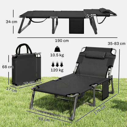 Folding Sun Loungers Set of 2, Oversized Camping Bed, Blue