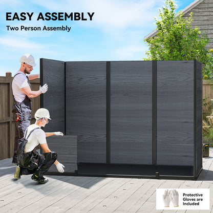 8 x 4 ft Resin Garden Shed with Floor, Lockable Doors, Dark Grey