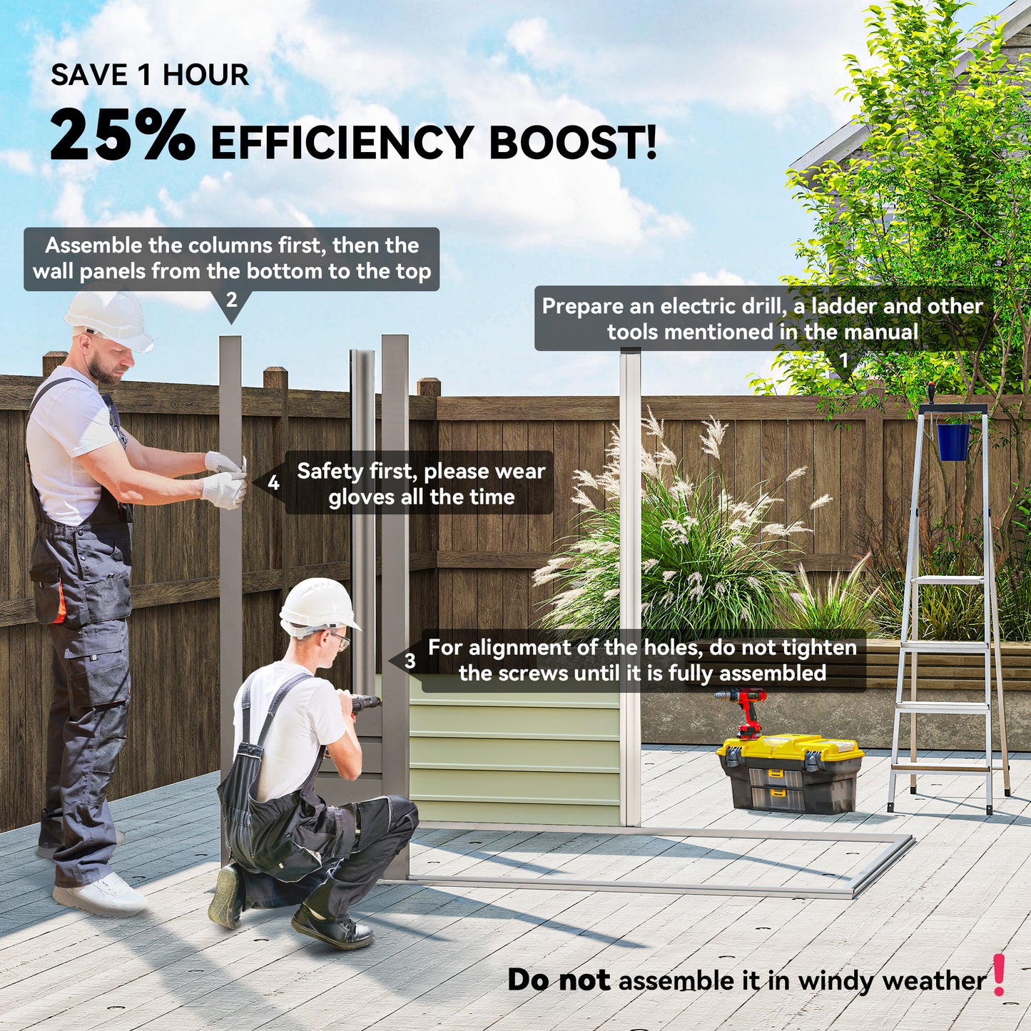 6 x 4FT Galvanised  Metal Garden Shed with Lockable Door, Grey