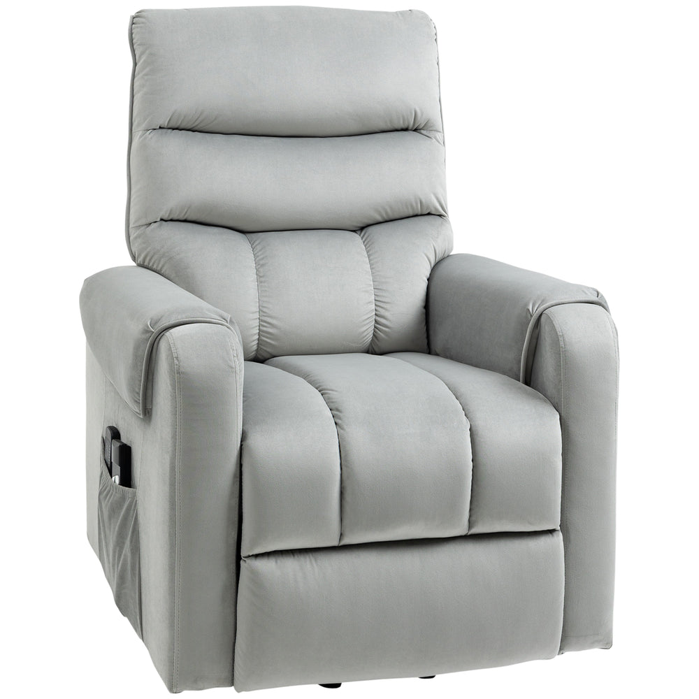 Vibration Massage Rise and Recliner Chair, Electric Power Lift Recliner with Remote Control and Side Pocket, Grey