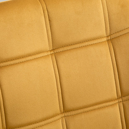 Luxe Velvet-Feel Accent Chair w/ Wide Arms Slanted Back Wood Legs Yellow