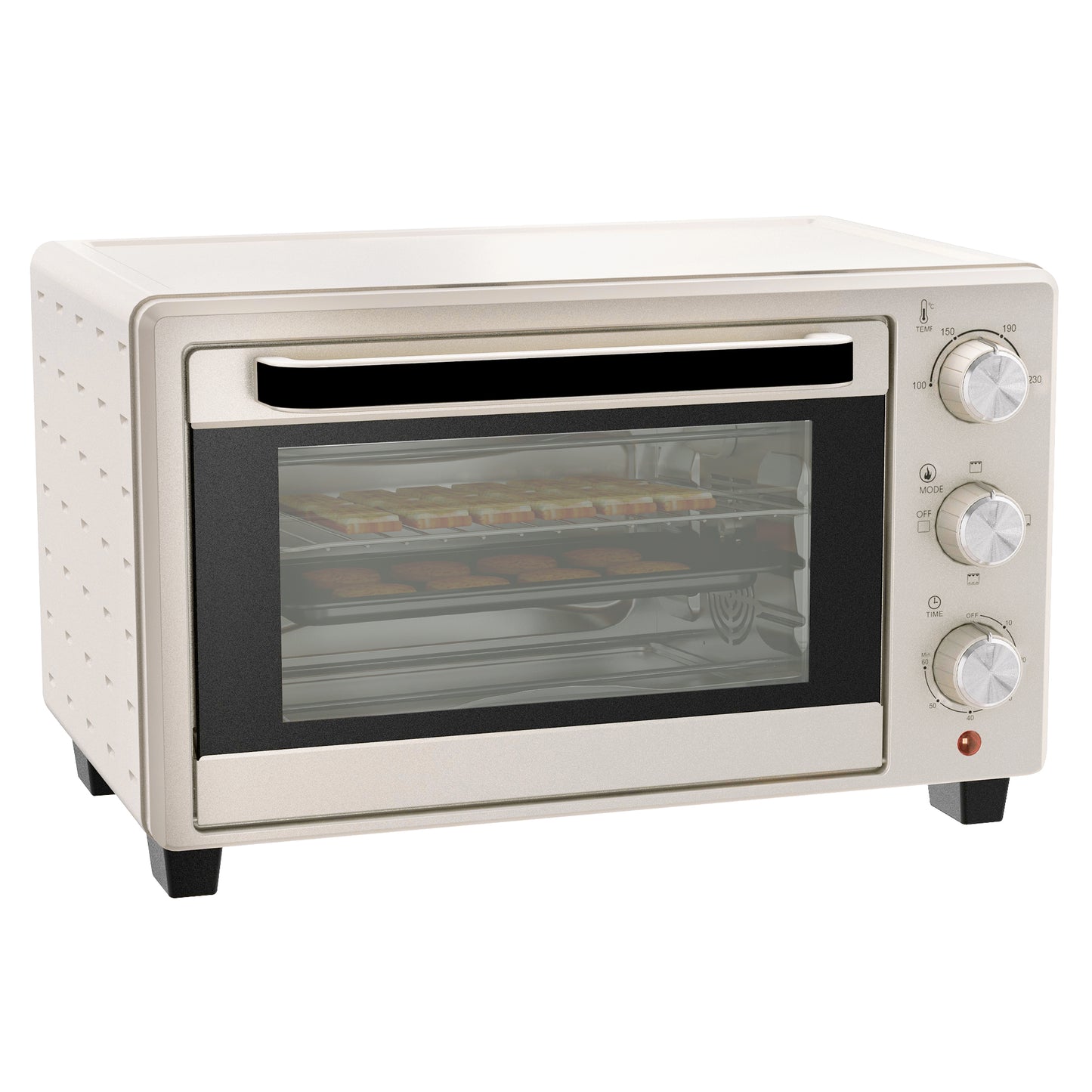 Mini Oven 21L Electric Grill w/ Adjustable Temp Timer 1400W, Cream