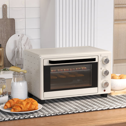 Mini Oven 21L Electric Grill w/ Adjustable Temp Timer 1400W, Cream