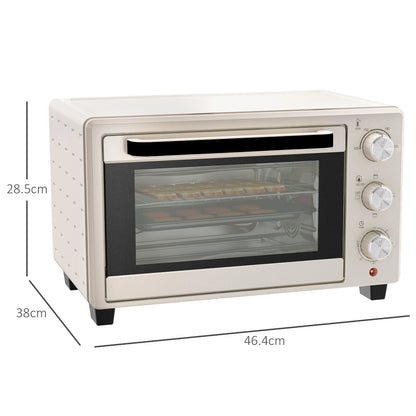 Mini Oven 21L Electric Grill w/ Adjustable Temp Timer 1400W, Cream