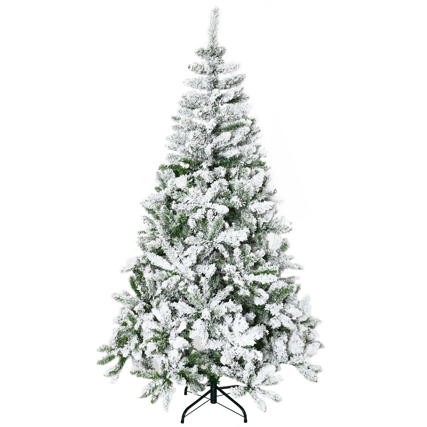 6ft Snow Flocked Artificial Christmas Tree w/ Realistic Branch Tips