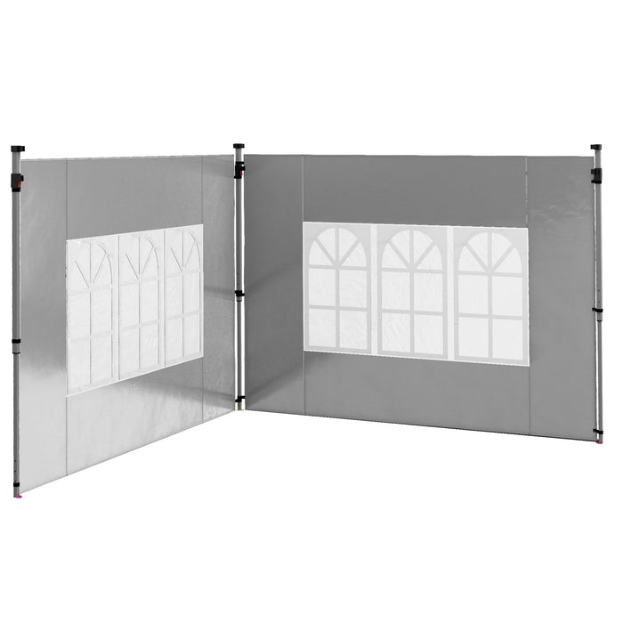 Gazebo Side Panels, Sides Replacement with Window for 3x3(m) or 3x4m Pop Up Gazebo, 2 Pack, Grey