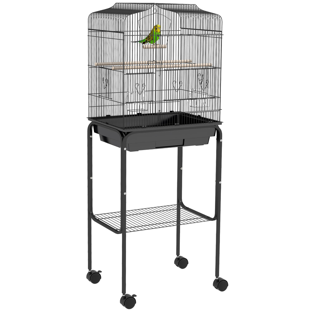 Bird Cage for Budgie Finch Canary Parakeet W/ Stand Tray Black