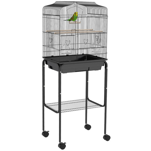 Bird Cage for Budgie Finch Canary Parakeet W/ Stand Tray Black