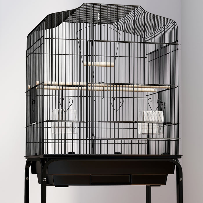 Bird Cage for Budgie Finch Canary Parakeet W/ Stand Tray Black