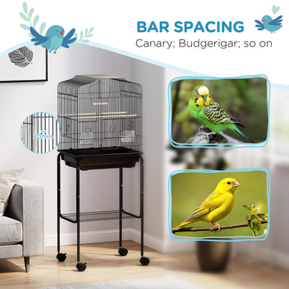 Bird Cage for Budgie Finch Canary Parakeet W/ Stand Tray Black