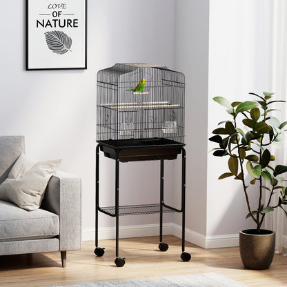 Bird Cage for Budgie Finch Canary Parakeet W/ Stand Tray Black